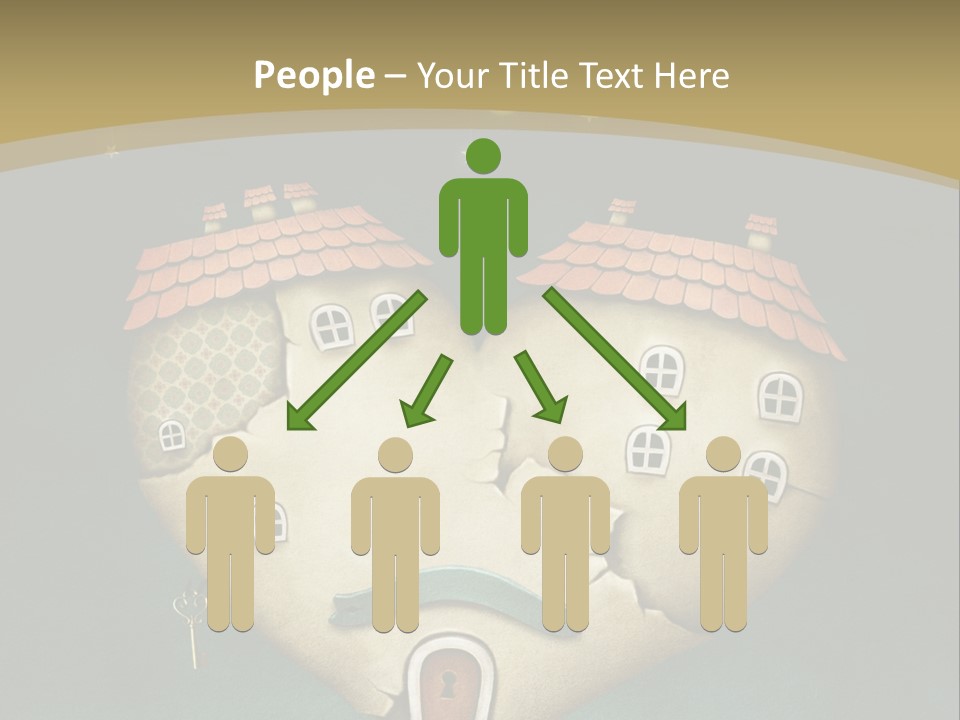 A Heart Shaped House With A Key In It PowerPoint Template