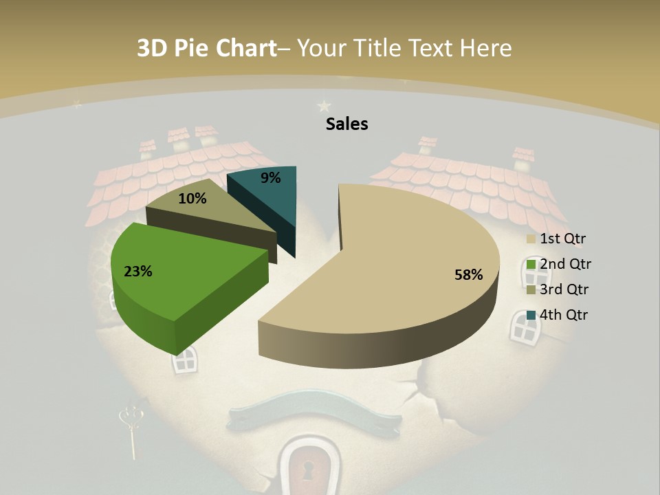 A Heart Shaped House With A Key In It PowerPoint Template