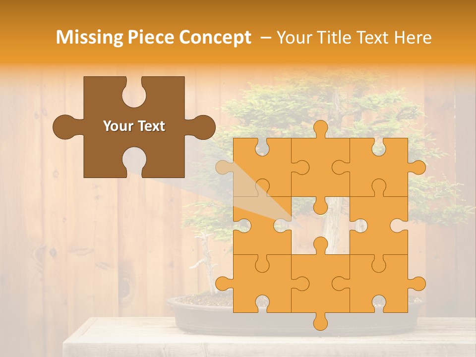 A Bonsai Tree On A Table In Front Of A Wooden Wall PowerPoint Template