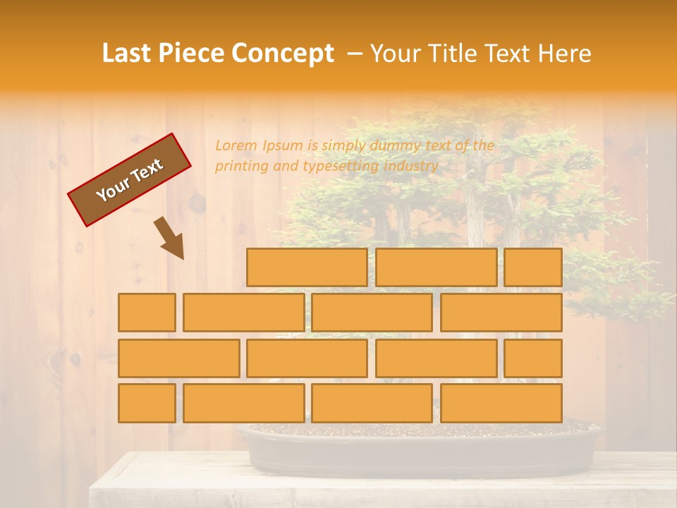 A Bonsai Tree On A Table In Front Of A Wooden Wall PowerPoint Template