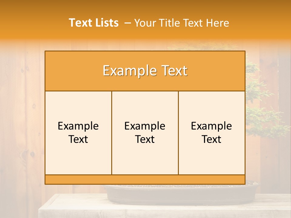 A Bonsai Tree On A Table In Front Of A Wooden Wall PowerPoint Template