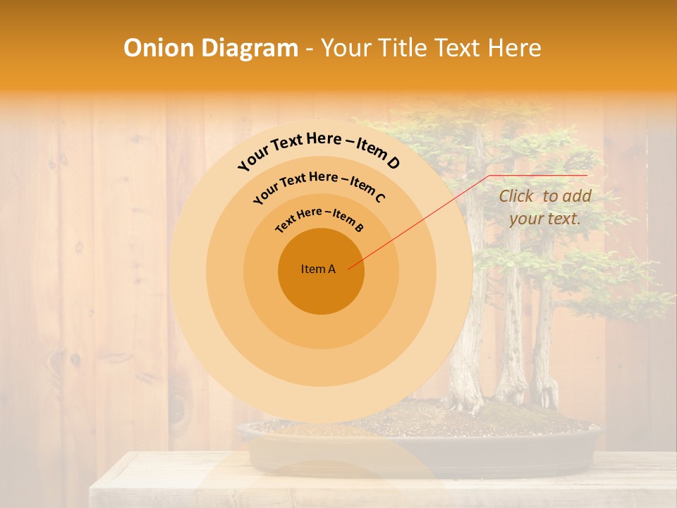 A Bonsai Tree On A Table In Front Of A Wooden Wall PowerPoint Template