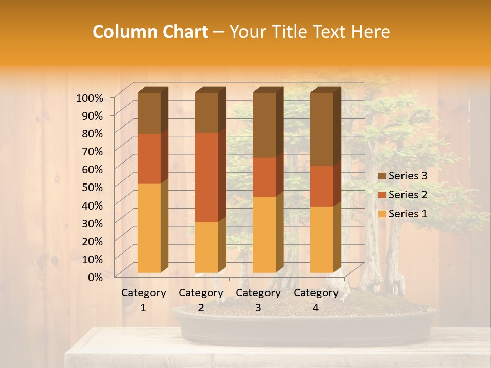 A Bonsai Tree On A Table In Front Of A Wooden Wall PowerPoint Template