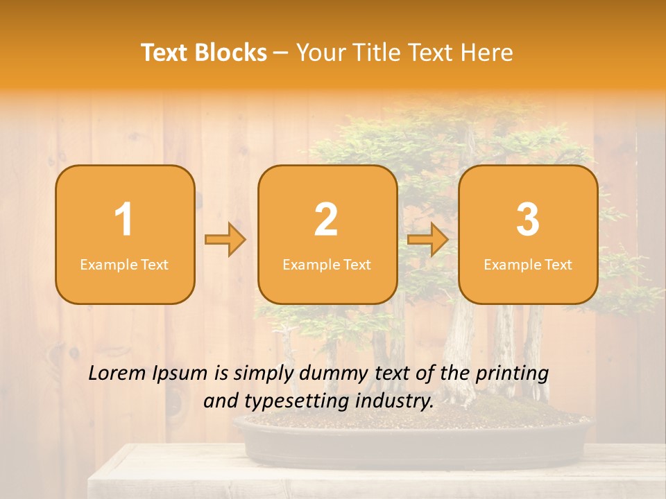 A Bonsai Tree On A Table In Front Of A Wooden Wall PowerPoint Template