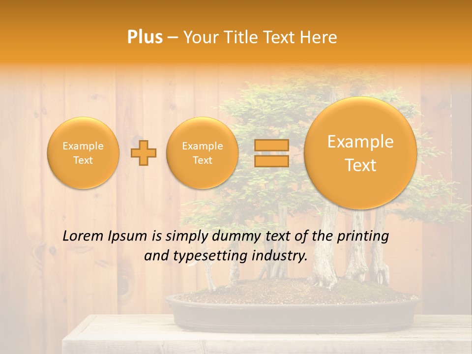 A Bonsai Tree On A Table In Front Of A Wooden Wall PowerPoint Template