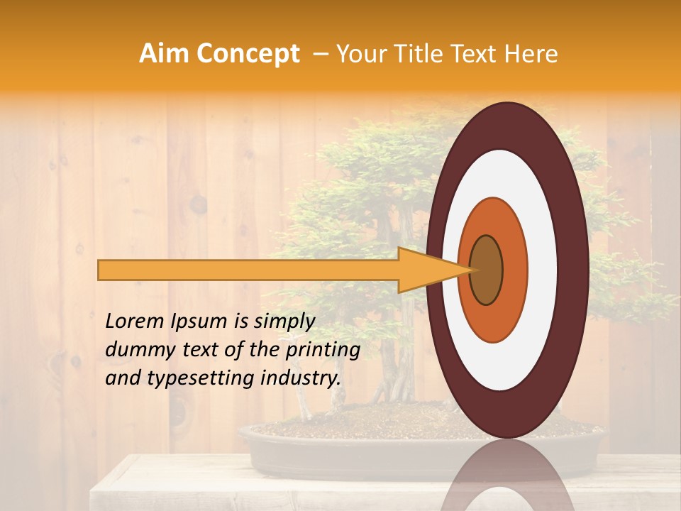 A Bonsai Tree On A Table In Front Of A Wooden Wall PowerPoint Template