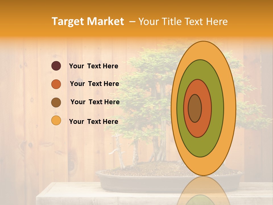 A Bonsai Tree On A Table In Front Of A Wooden Wall PowerPoint Template