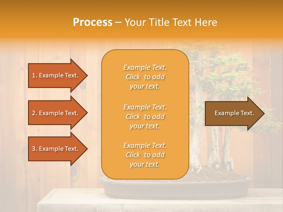 A Bonsai Tree On A Table In Front Of A Wooden Wall PowerPoint Template