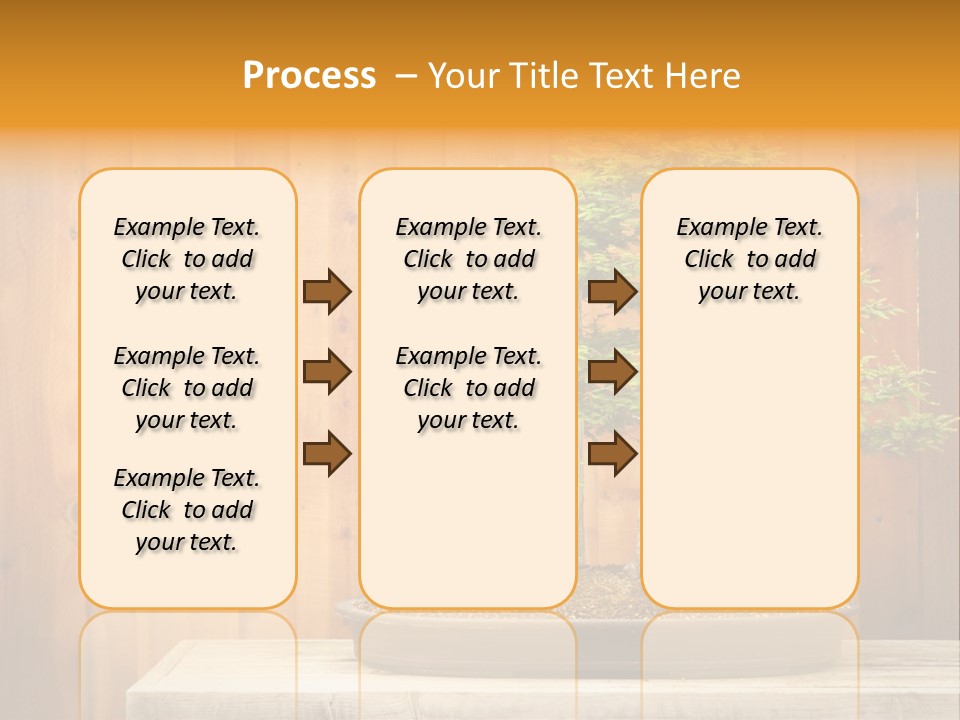 A Bonsai Tree On A Table In Front Of A Wooden Wall PowerPoint Template