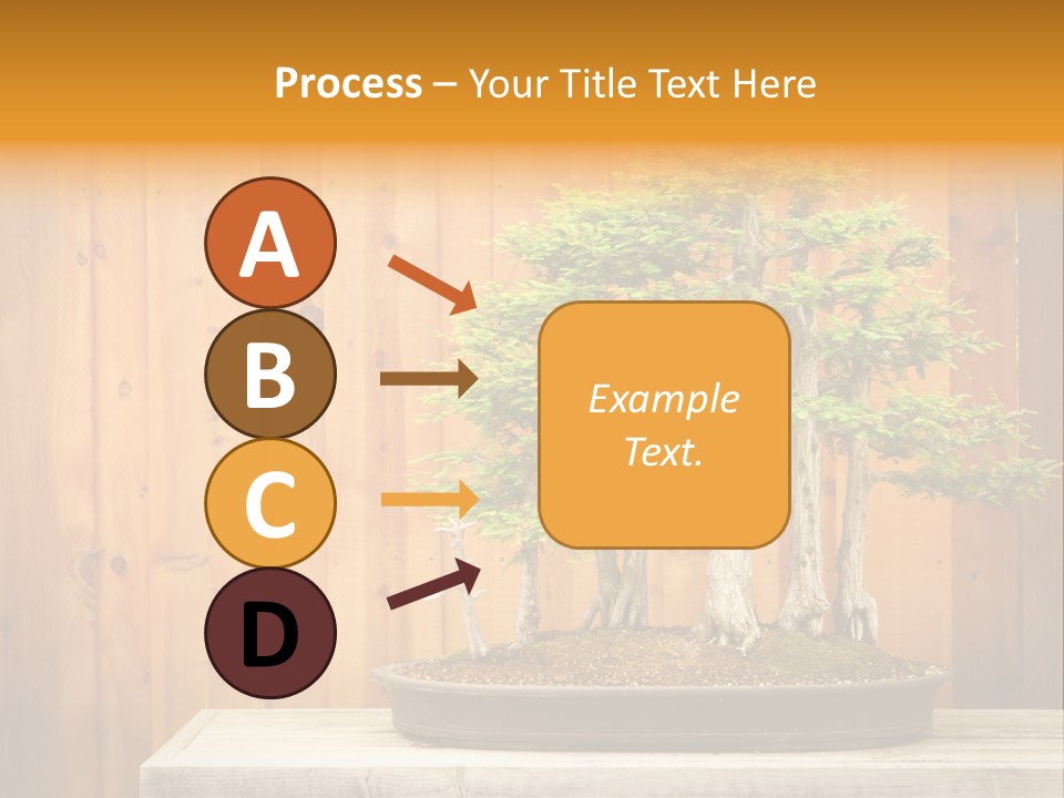 A Bonsai Tree On A Table In Front Of A Wooden Wall PowerPoint Template