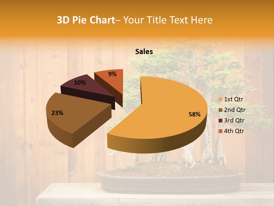A Bonsai Tree On A Table In Front Of A Wooden Wall PowerPoint Template