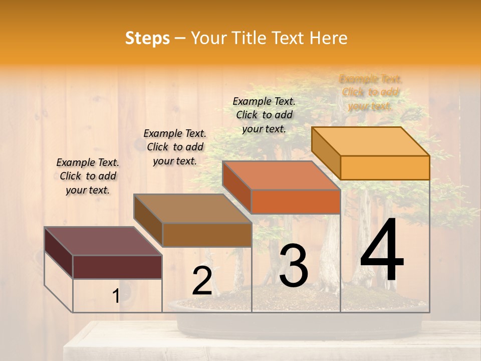 A Bonsai Tree On A Table In Front Of A Wooden Wall PowerPoint Template