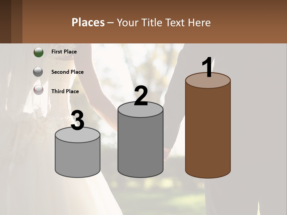 A Bride And Groom Holding Hands In A Park PowerPoint Template