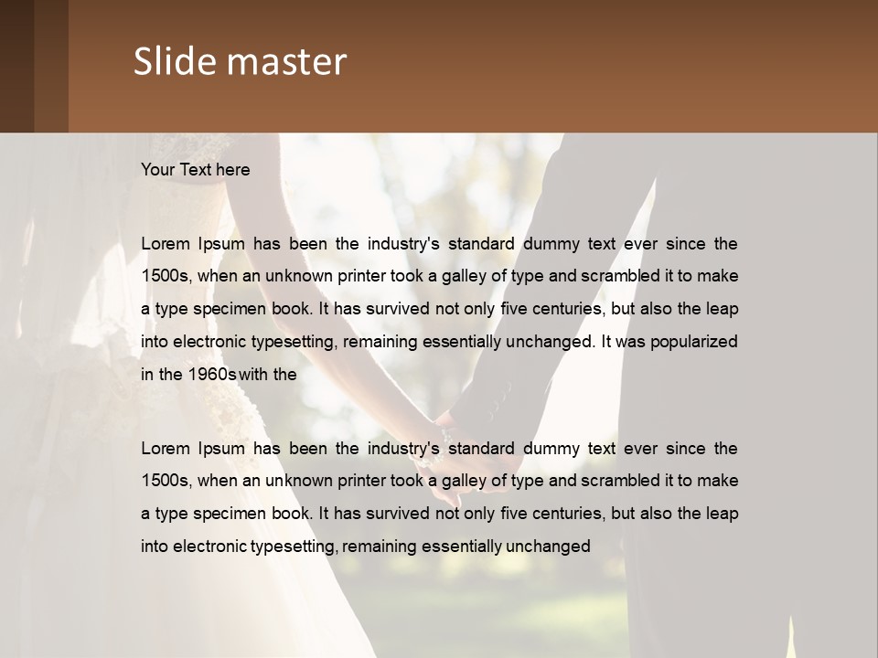 A Bride And Groom Holding Hands In A Park PowerPoint Template