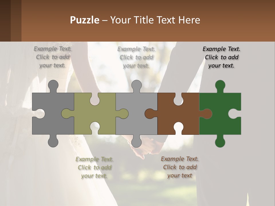 A Bride And Groom Holding Hands In A Park PowerPoint Template