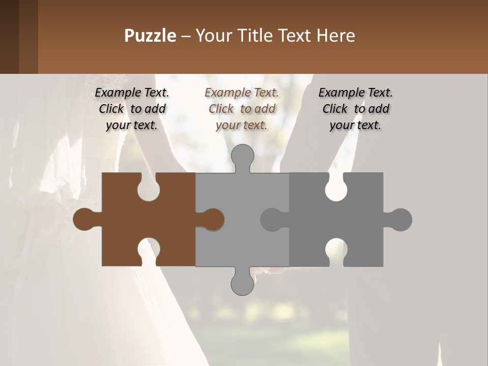 A Bride And Groom Holding Hands In A Park PowerPoint Template