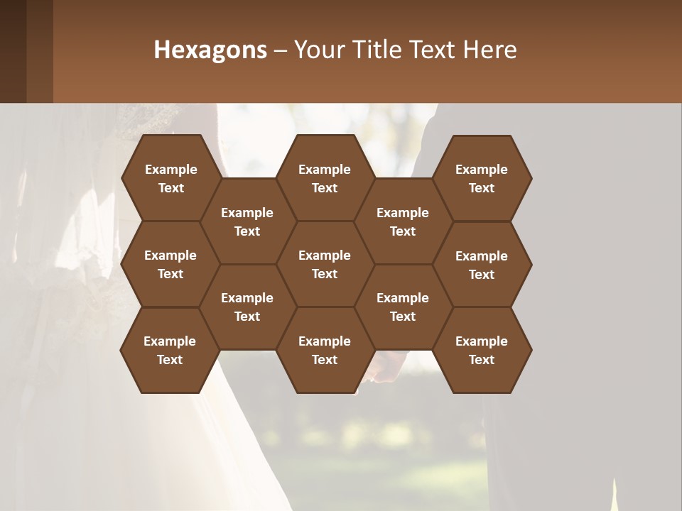 A Bride And Groom Holding Hands In A Park PowerPoint Template