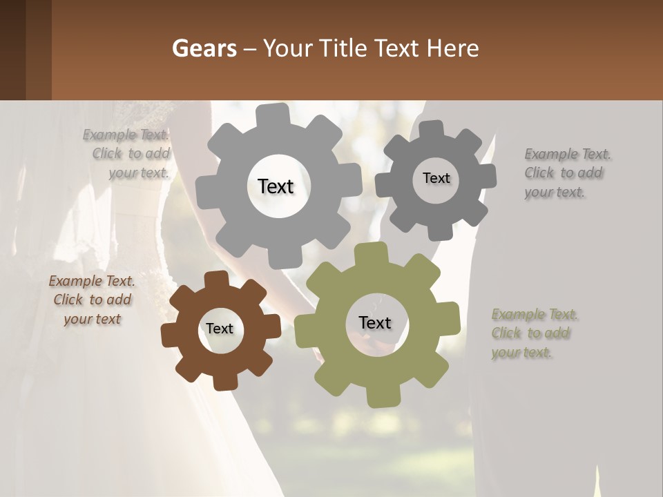 A Bride And Groom Holding Hands In A Park PowerPoint Template