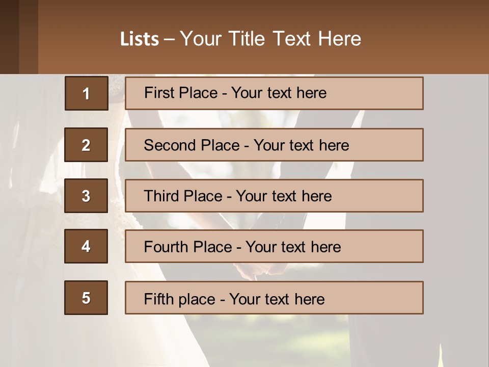 A Bride And Groom Holding Hands In A Park PowerPoint Template