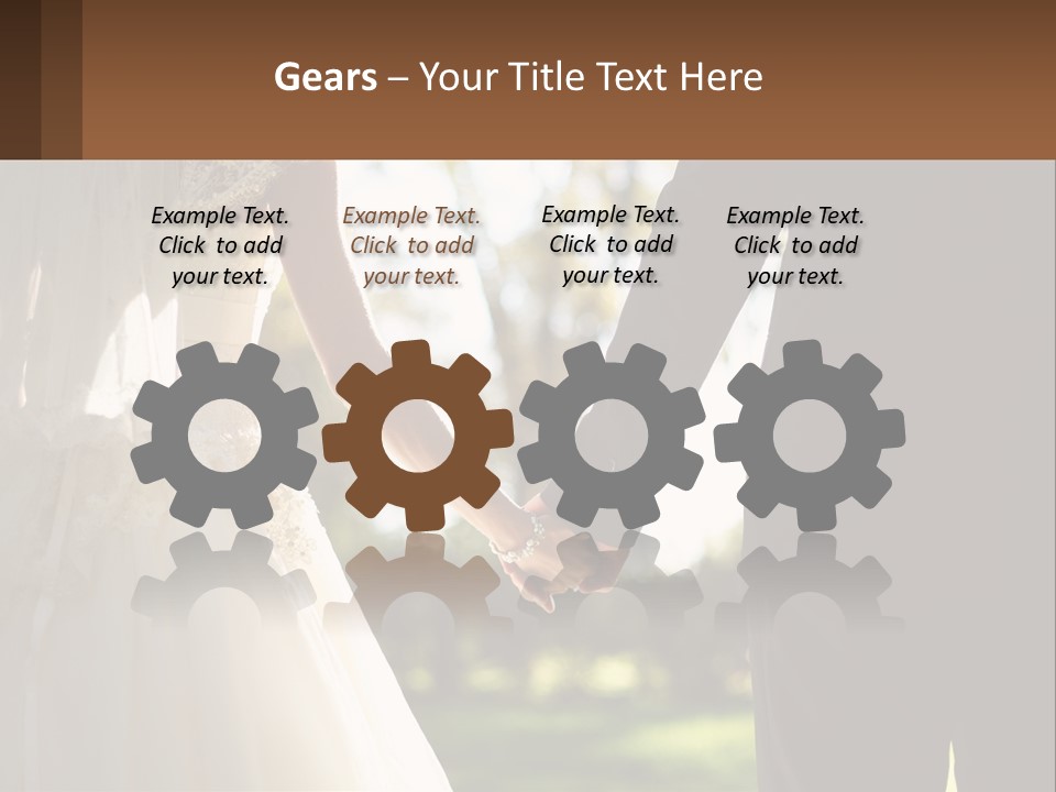 A Bride And Groom Holding Hands In A Park PowerPoint Template