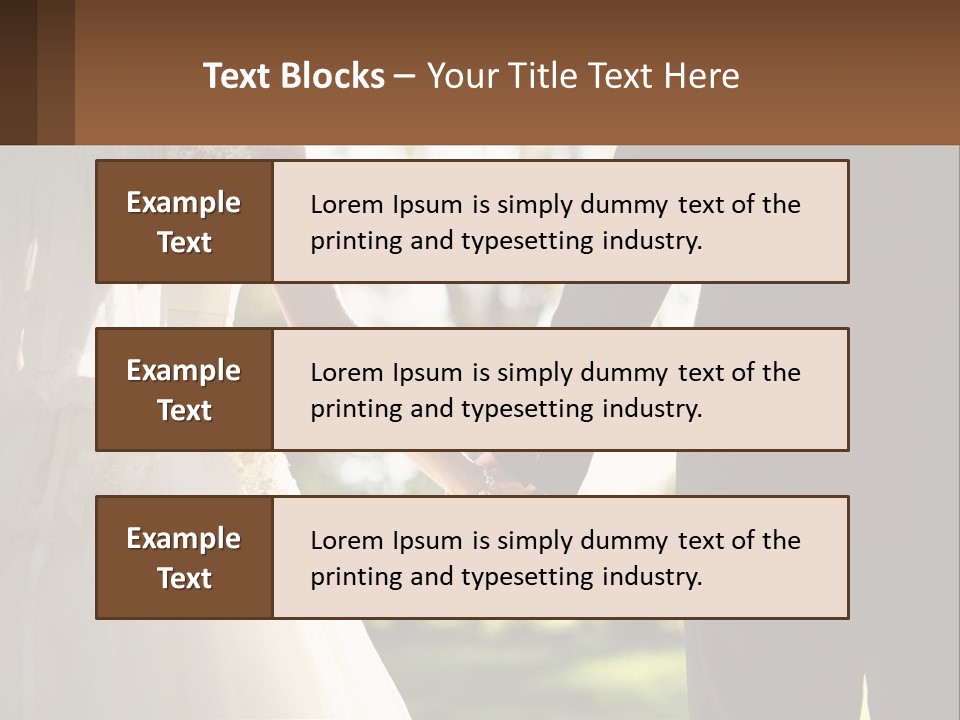 A Bride And Groom Holding Hands In A Park PowerPoint Template