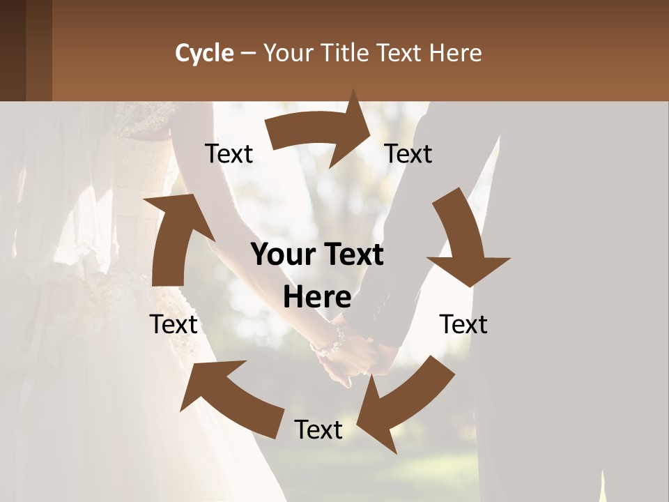 A Bride And Groom Holding Hands In A Park PowerPoint Template