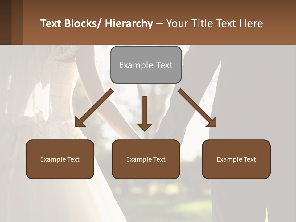 A Bride And Groom Holding Hands In A Park PowerPoint Template