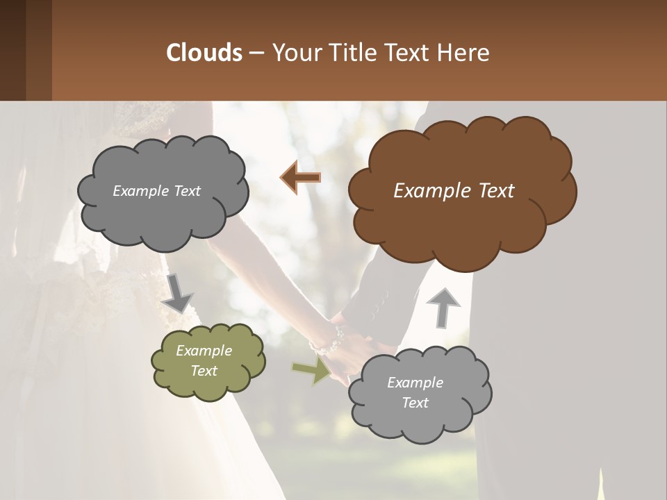 A Bride And Groom Holding Hands In A Park PowerPoint Template