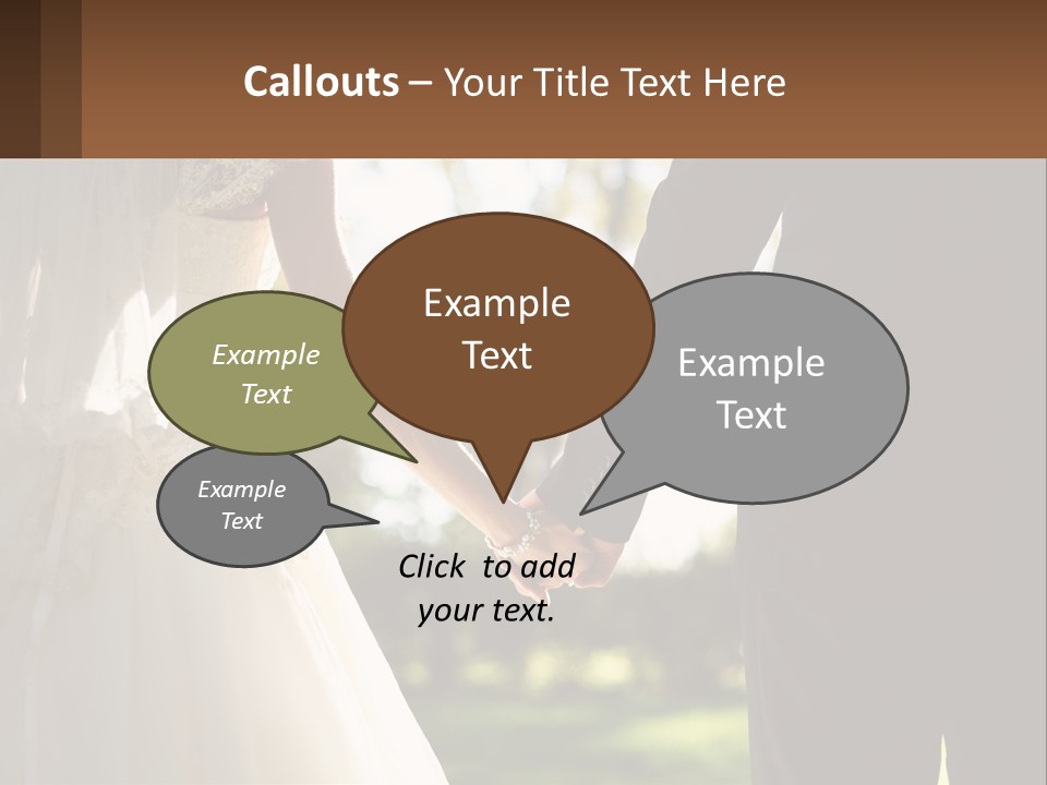 A Bride And Groom Holding Hands In A Park PowerPoint Template