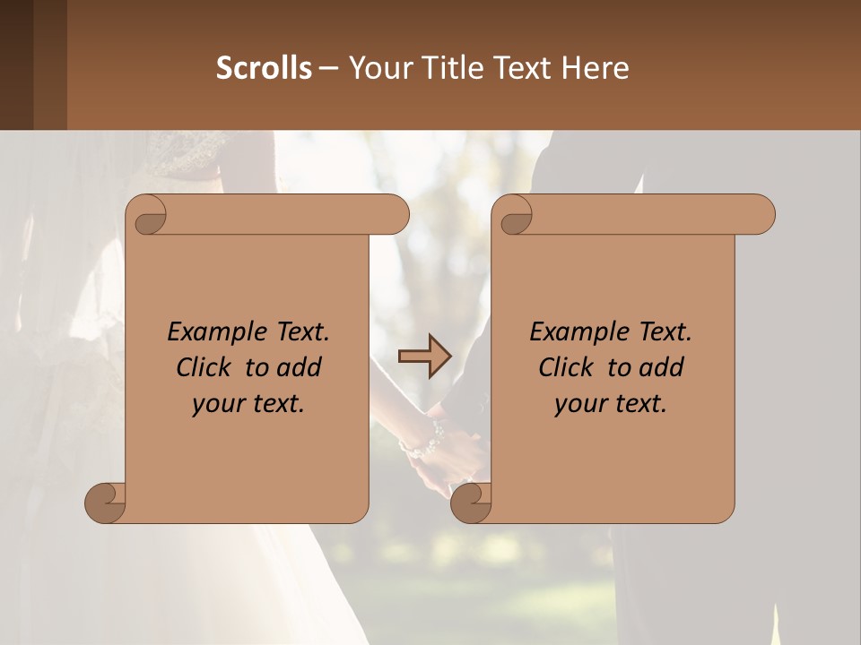 A Bride And Groom Holding Hands In A Park PowerPoint Template