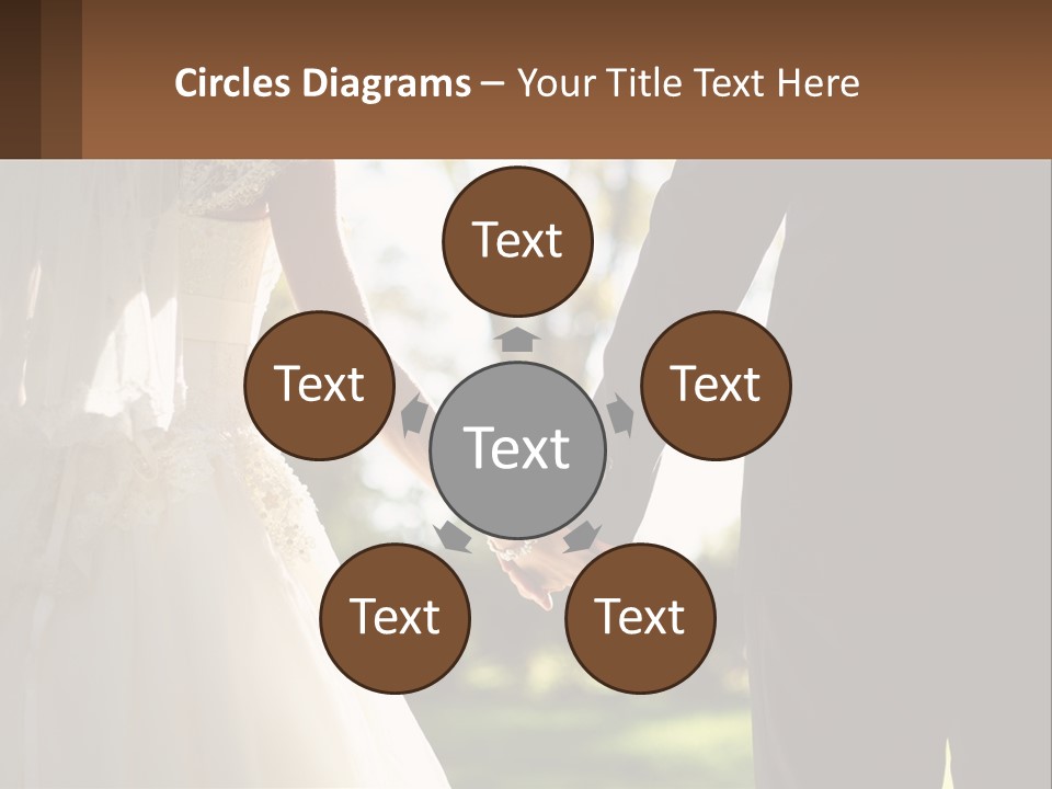 A Bride And Groom Holding Hands In A Park PowerPoint Template