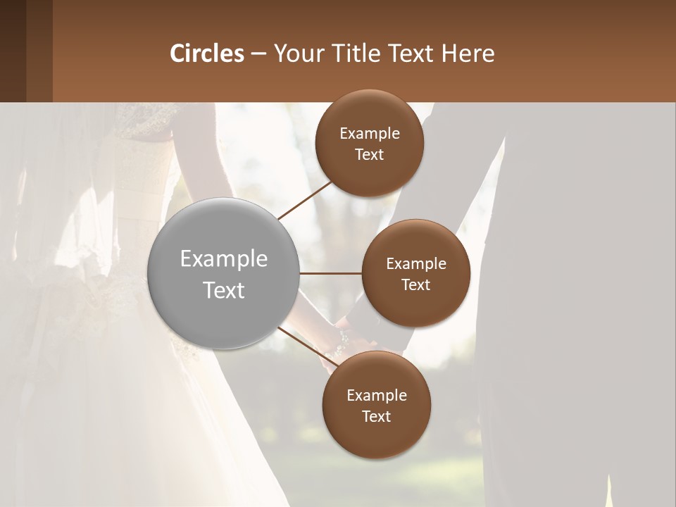 A Bride And Groom Holding Hands In A Park PowerPoint Template