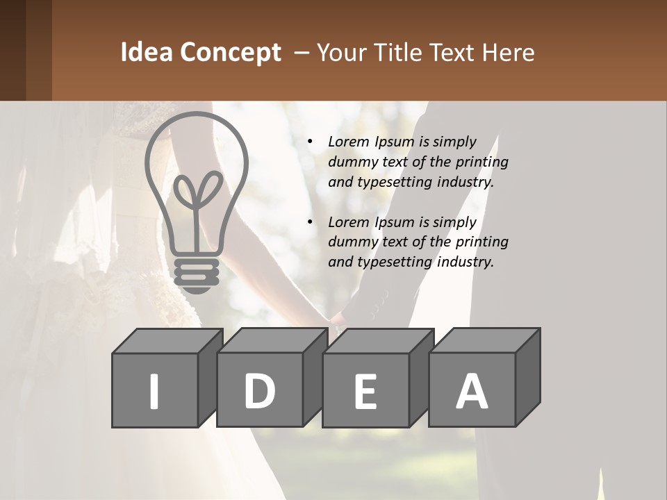 A Bride And Groom Holding Hands In A Park PowerPoint Template