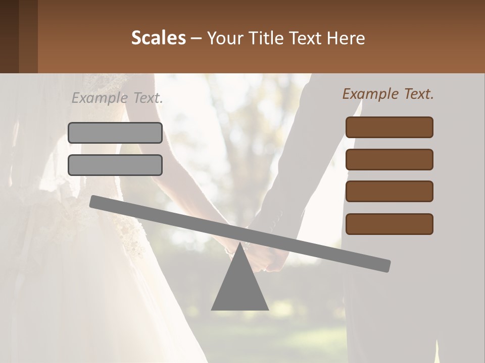 A Bride And Groom Holding Hands In A Park PowerPoint Template