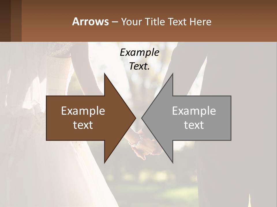 A Bride And Groom Holding Hands In A Park PowerPoint Template