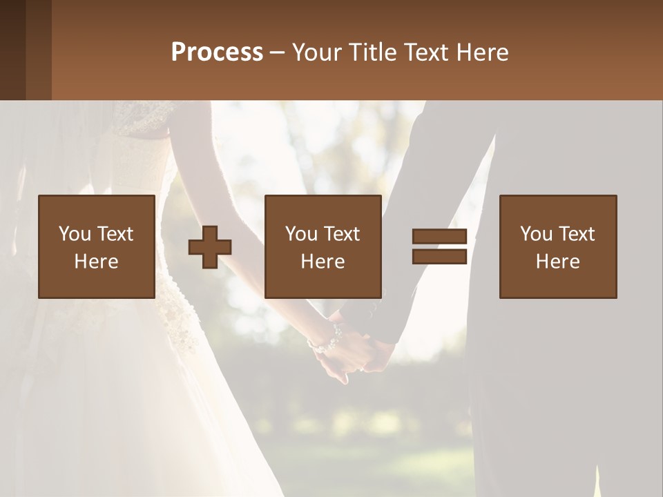 A Bride And Groom Holding Hands In A Park PowerPoint Template