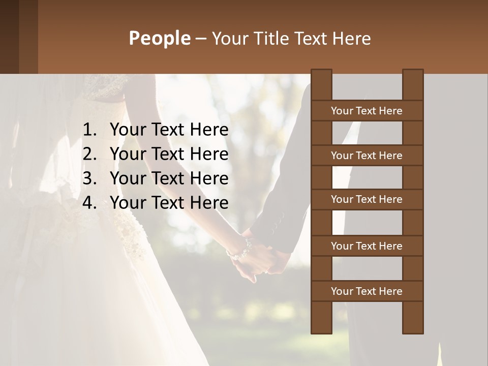 A Bride And Groom Holding Hands In A Park PowerPoint Template