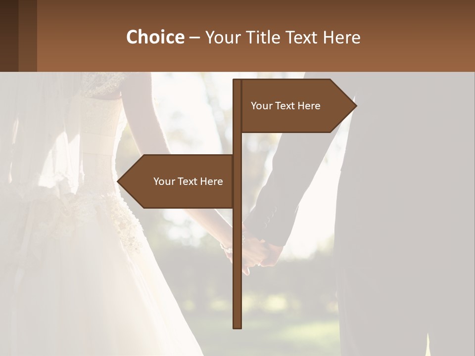 A Bride And Groom Holding Hands In A Park PowerPoint Template