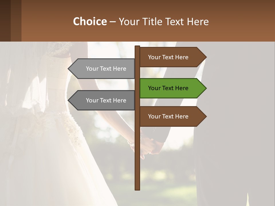 A Bride And Groom Holding Hands In A Park PowerPoint Template