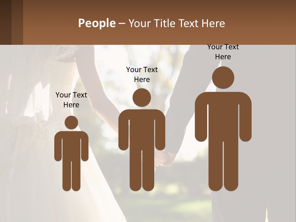 A Bride And Groom Holding Hands In A Park PowerPoint Template