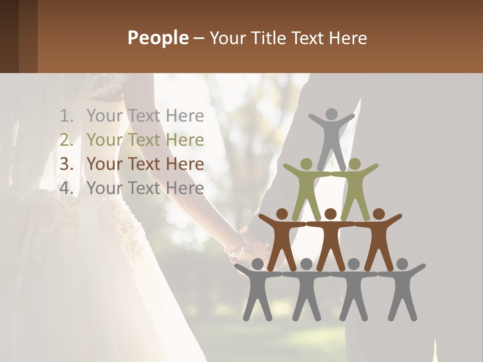 A Bride And Groom Holding Hands In A Park PowerPoint Template