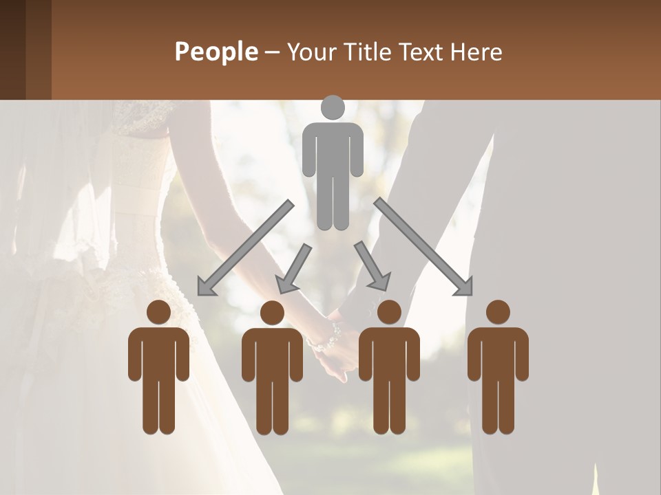A Bride And Groom Holding Hands In A Park PowerPoint Template
