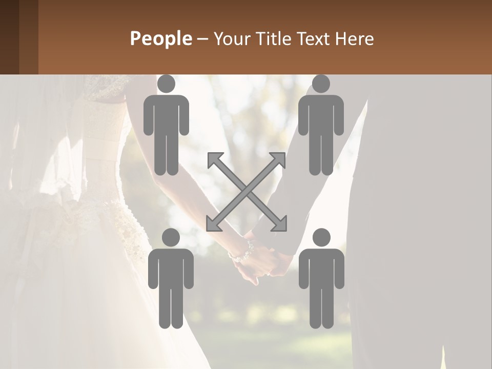 A Bride And Groom Holding Hands In A Park PowerPoint Template