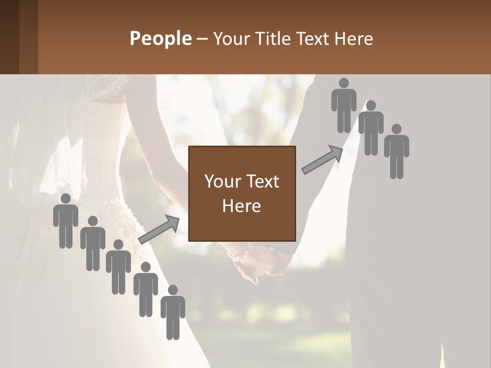 A Bride And Groom Holding Hands In A Park PowerPoint Template