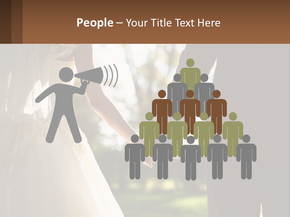 A Bride And Groom Holding Hands In A Park PowerPoint Template