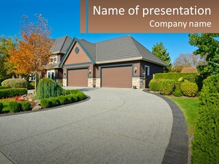 A House With A Driveway In Front Of It PowerPoint Template