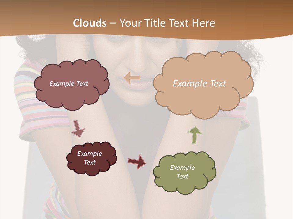 A Woman Sitting On A Couch With Her Hands On Her Head PowerPoint Template