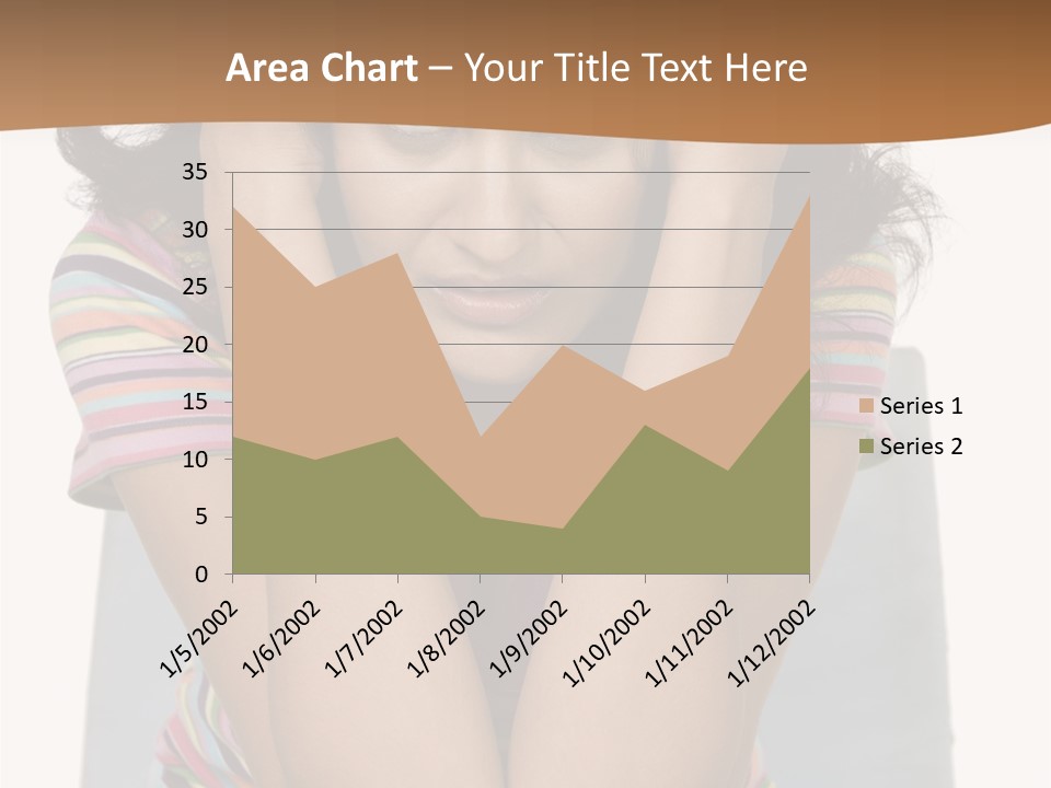 A Woman Sitting On A Couch With Her Hands On Her Head PowerPoint Template
