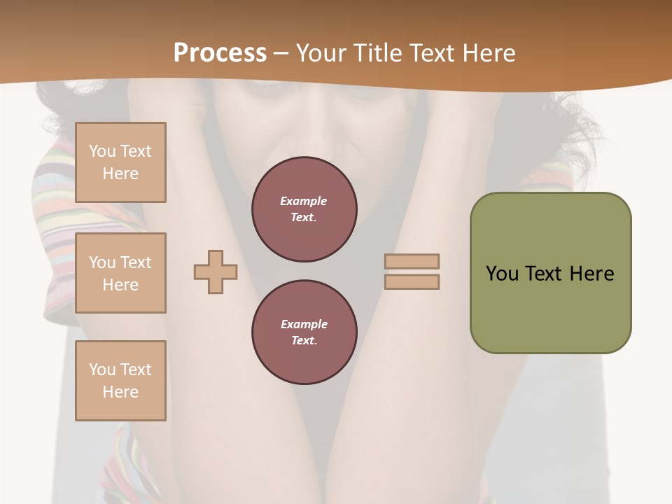 A Woman Sitting On A Couch With Her Hands On Her Head PowerPoint Template