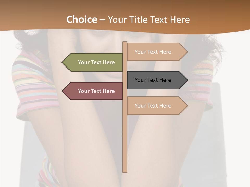 A Woman Sitting On A Couch With Her Hands On Her Head PowerPoint Template